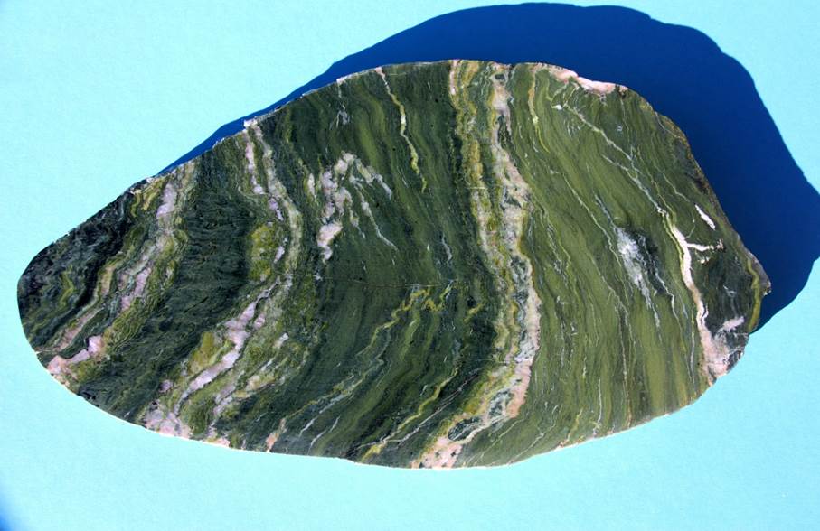 Epidot-Chlorit-Schiefer,Flachau Tal, Salzburg, polierte Platte, 33 x 18 cm